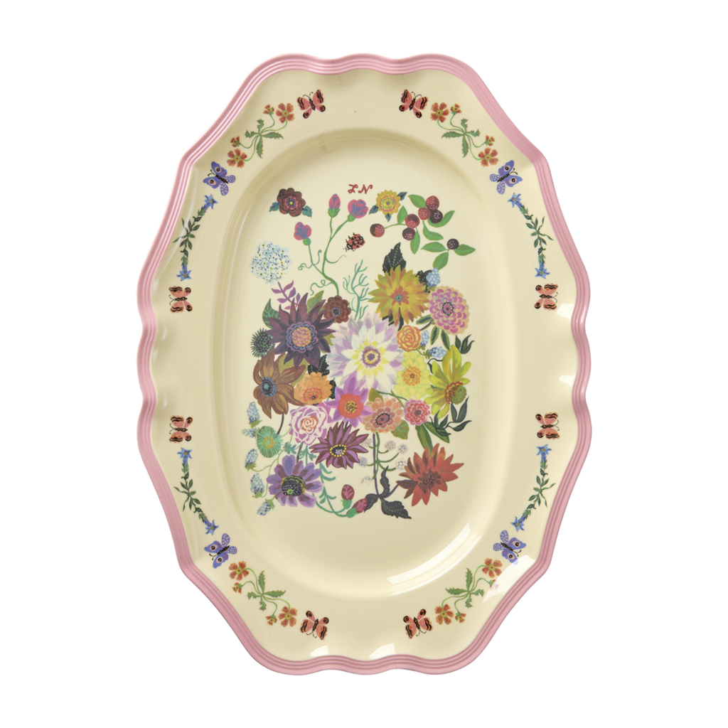 Large Vintage Serving Dish - Nathalie Lété Print - Pink