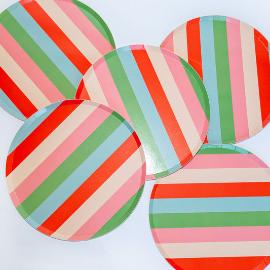 Striped Plates | Bright Bold Party Paper Plates Every Occasion (x 12)
